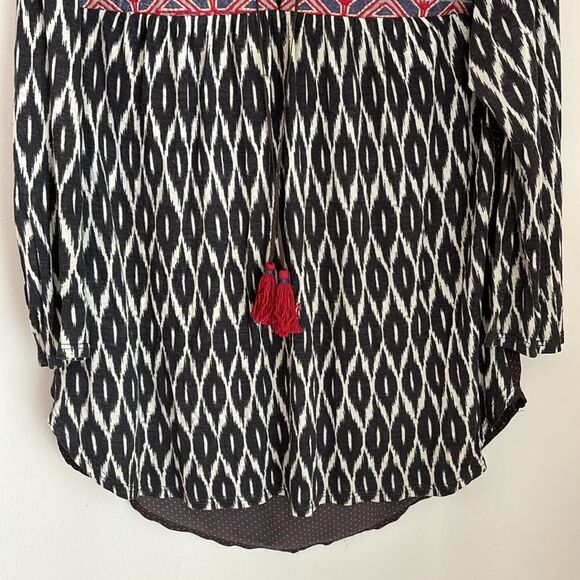 Anthropologie One September Women tribal polka dot tassel embroidered shirt Sm - Picture 4 of 10